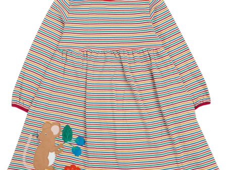 Frugi Dolcie Dress Lingonberry Multi Stripe Supply