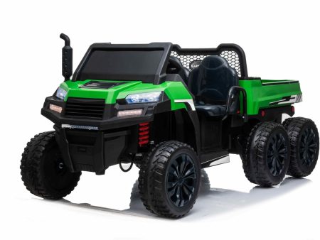 24V Farm Truck UTV 2 Seater 6 Wheels with Tipper Electric Kids  Ride-On Car with Parental Remote Controller Green-KOW Sale