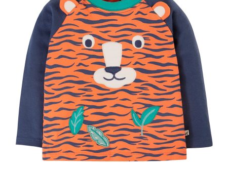 Frugi Happy Raglan Top Tiger Sale