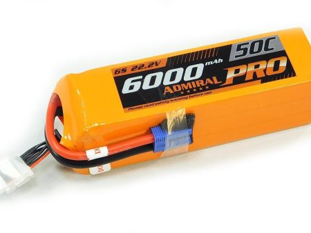 Admiral Pro 6000mAh 6S 22.2V 50C LiPo Battery with EC5 Connector Online Sale