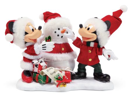 Minnie And Mickey Figurine 56 Disney Snow Santa by Possible Dreams on Sale