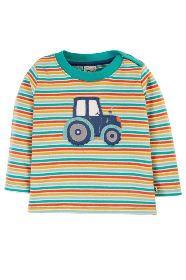 Frugi Orion Applique Top Multi Stripe Tractor Online