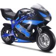 MotoTec Gas Pocket Bike GT 49cc 2-Stroke Blue Online now