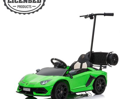 Lamborghini Aventador SVJ 12V Electric Ride-On Car for Kids with Parental Hoverboard Lime Green- Kids On Wheelz Online