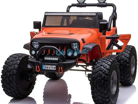 Lifted Jeep Monster Edition Ride On Car 12V 2 Seater Orange - Kids On Wheelz Online Hot Sale