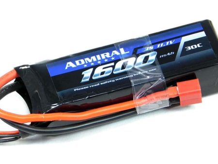 Admiral 1600mAh 3S 11.1V 30C LiPo Battery with T Connector Online now