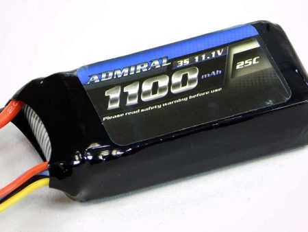 Admiral 1100mAh 3S 11.1V 25C LiPo Battery with T Connector - (OPEN BOX) Supply