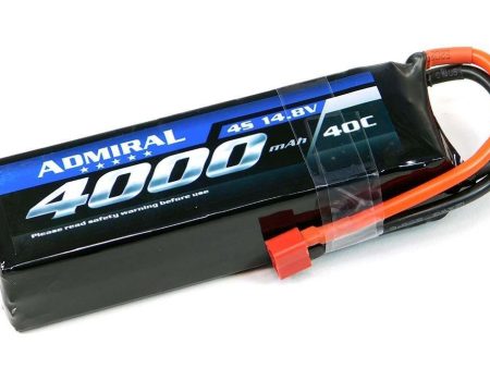 Admiral 4000mAh 4S 14.8V 40C LiPo Battery with T Connector For Discount